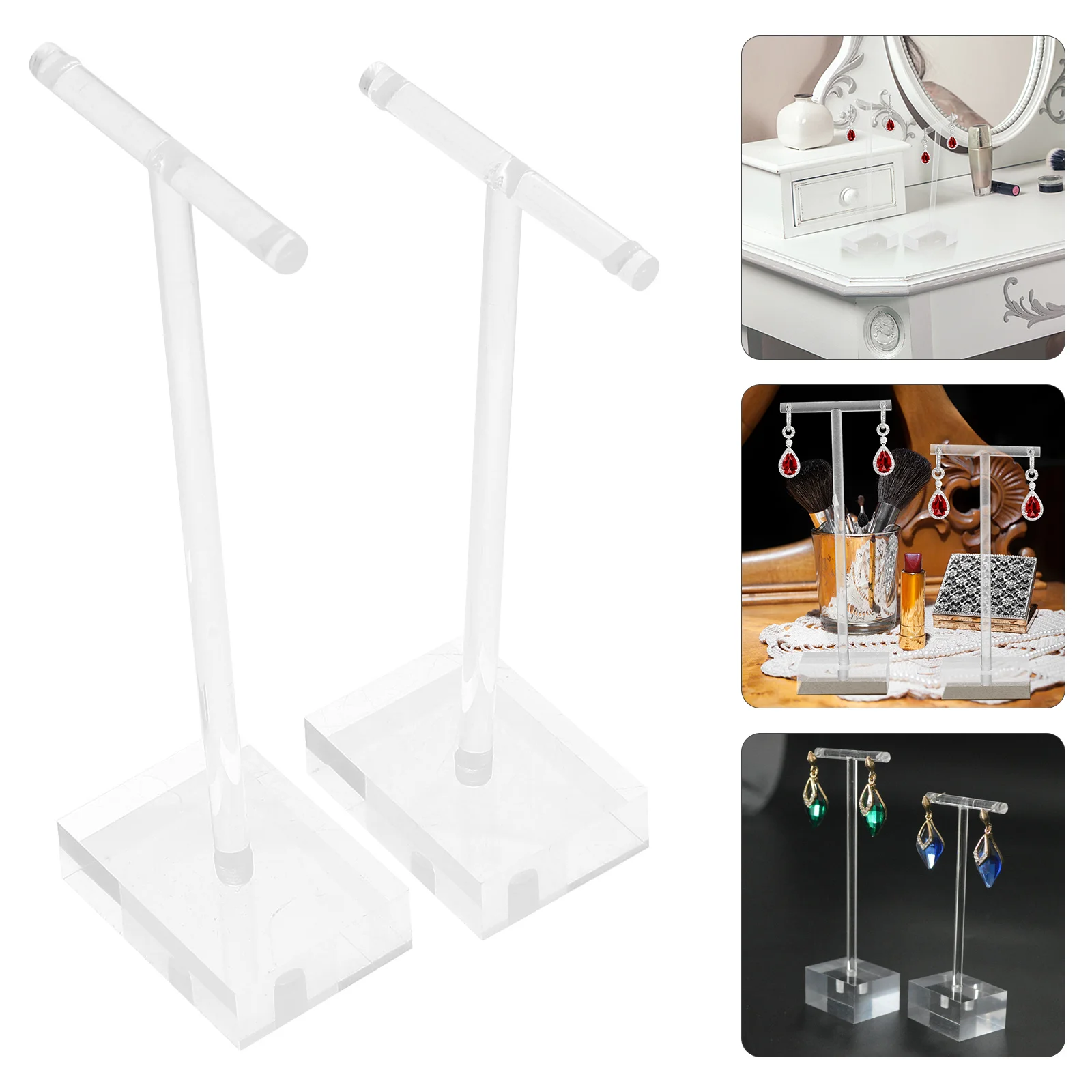 

4Pcs Earring Holder Organizer Acrylic T-Shape Jewelry Display Stand for Earrings Necklace Organizer Jewelry Storage Rack