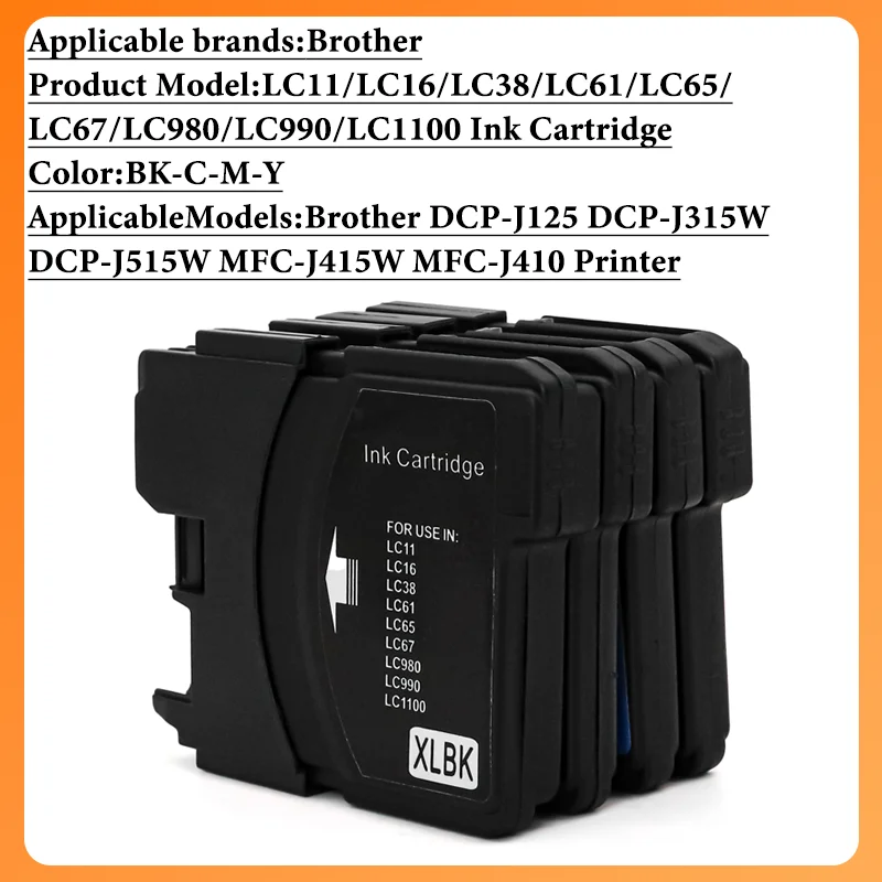 LC11 LC16 LC38 LC61 LC65 LC67 LC980 LC990 LC1100 Ink Cartridge For Brother DCP-J125 DCP-J315W DCP-J515W MFC-J415W MFC-J410