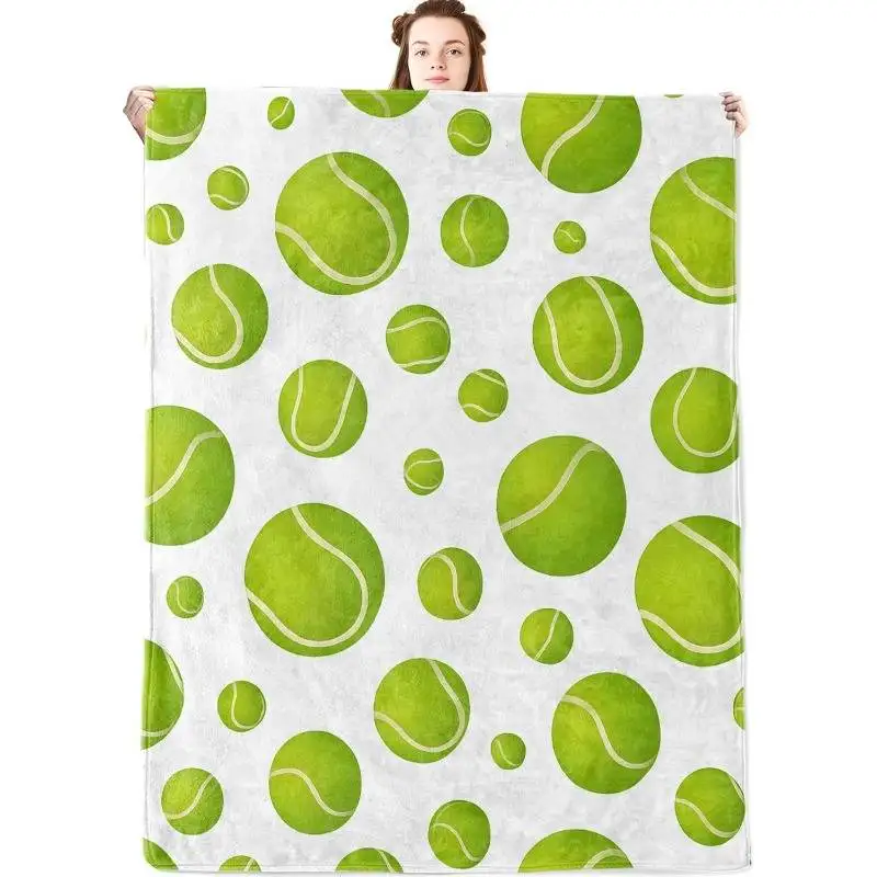 

Vibrant Tennis Ball Pattern Throw Blanket - Sporty Themed Soft Blanket for Active Lifestyle Cozy Home Decor