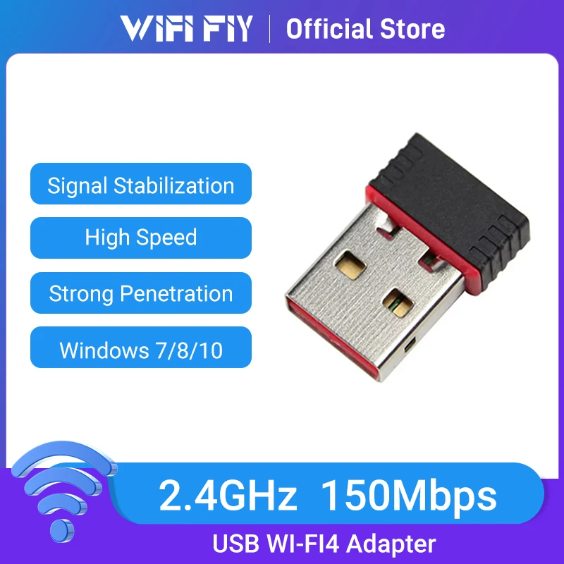 

2.4GHz Wireless Network Card WIFI 4 USB Adapter Free Drive USB Ethernet wifi Dongle Lan Card Receiver for PC Laptop Desktop