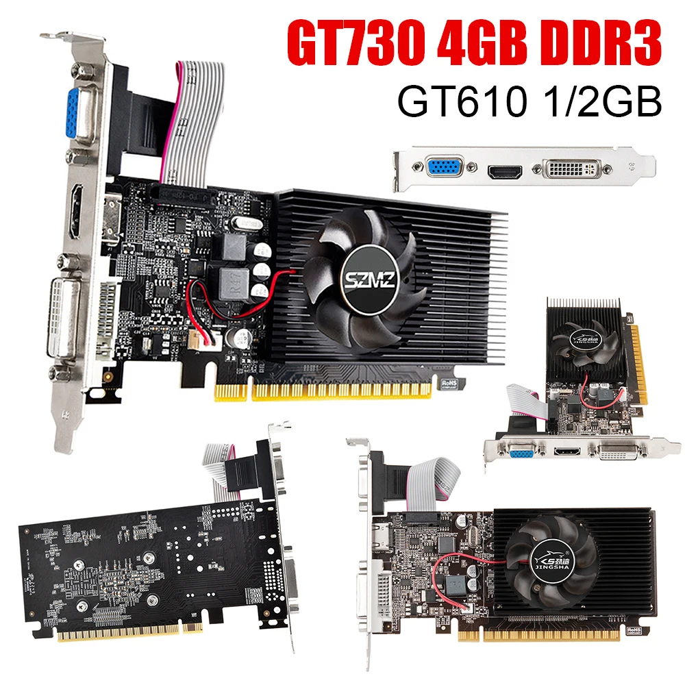 GT730 4GB DDR3 128Bit Graphics Card PCI-E2.0 16X w/ Cooling Fan HDMI-Compatible VGA DVI Port Independent Computer Graphics Card