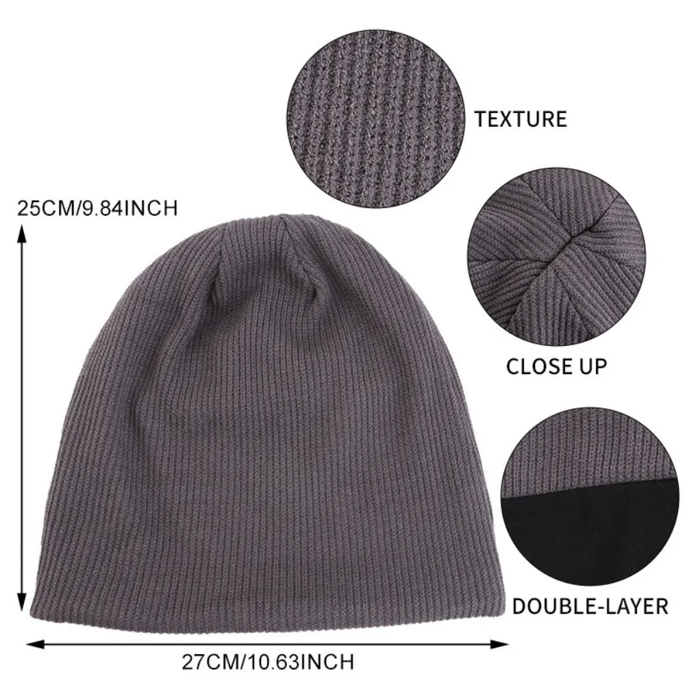 الصلبة اللون طبقة مزدوجة البلوز قبعة تنفس طبقة مزدوجة الوجه التخسيس الحجاب قبعة نسيج محبوك سميكة الدافئة #6