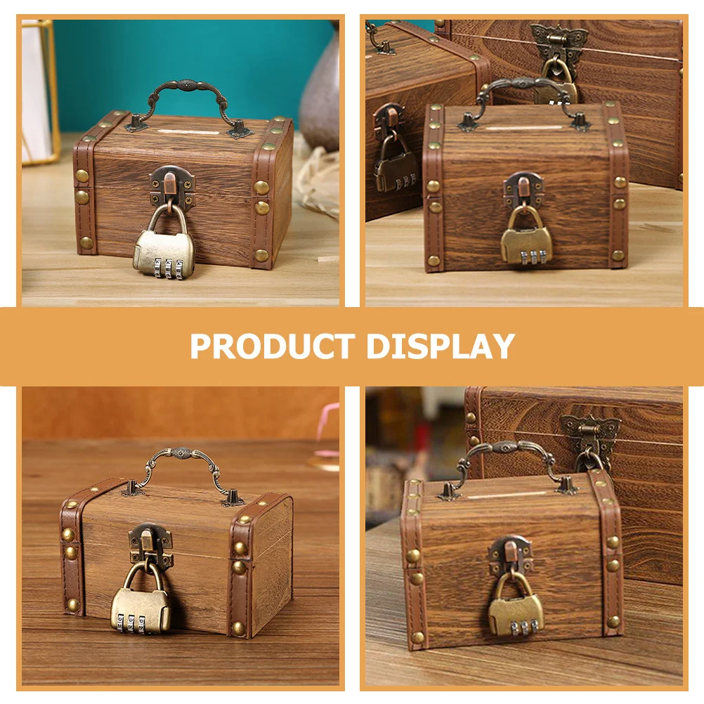 

1Set Vintage Locked Treasure Chest Money Safe Retro Pirate Jewelry Box Compact Storage Case for Halloween Party