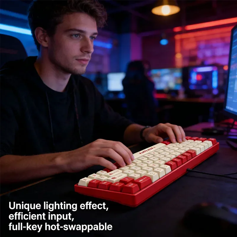 

AK680 Wired Gaming Mechanical Keyboard 68 Hot Swappable Keys Ergonomic E-sports Office Keyboard for PC Laptop Type-C USB Gaming