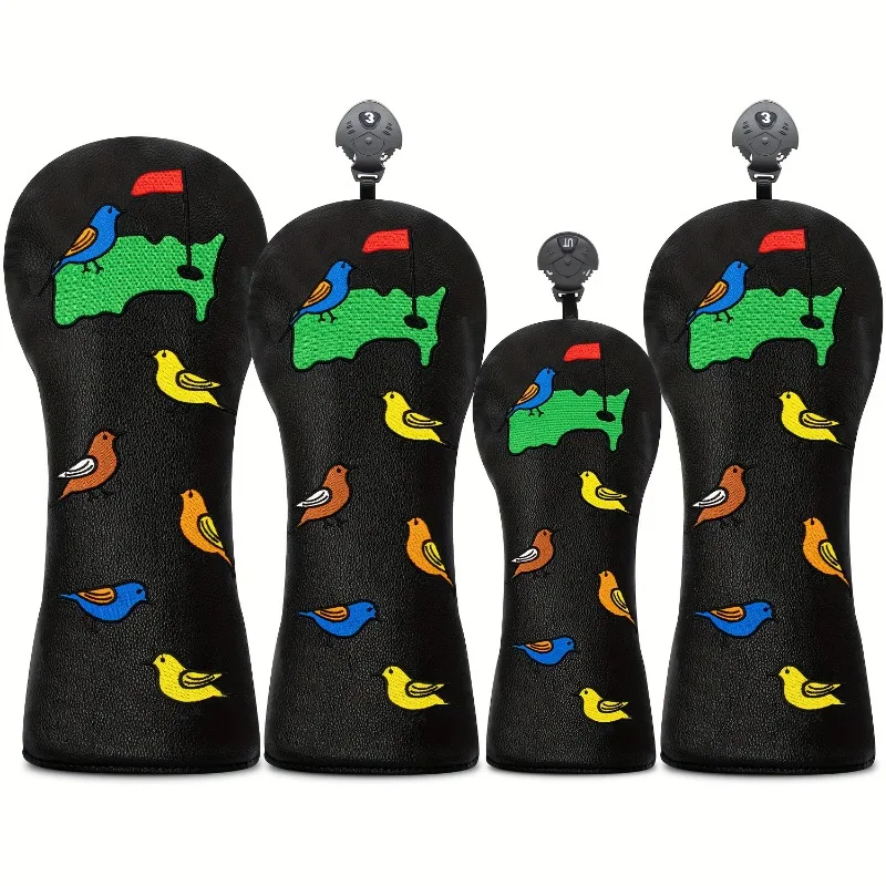 Options Golf Club Head Cover with Color-Coded Bird Design & Lanyard Attachment Loop - Durable Protective Cover for Driver