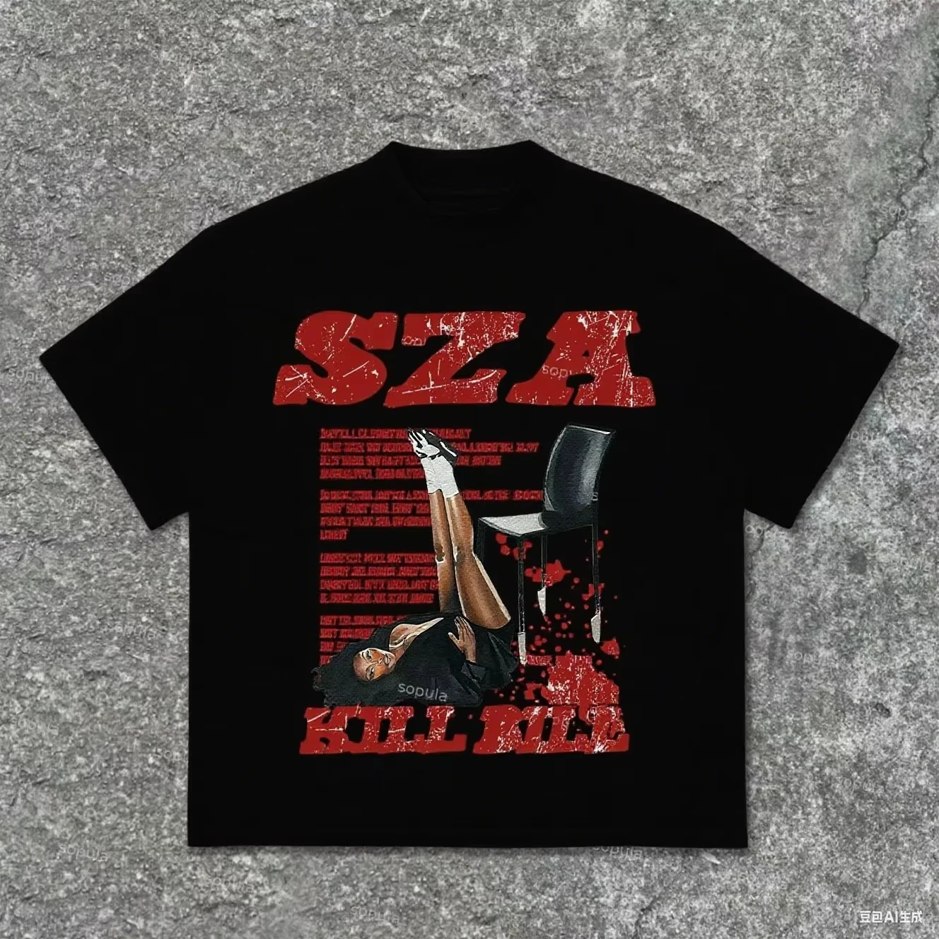 Sza طباعة اقتل بيل ريترو الجرافيك القطن تي شيرت الرجال الشارع الاتجاه ريترو Y2K قصيرة الأكمام المرأة موضة الهيب هوب روك توب 2025