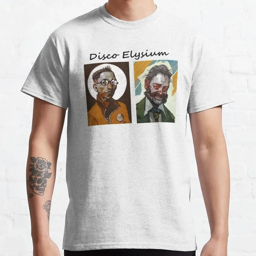 100% Cotton Clothes Video Games Elysium Retro Vintage Gift For Fans Plus Size T-Shirt Disco Elysium Kitsuragi RPG Game T Shirt