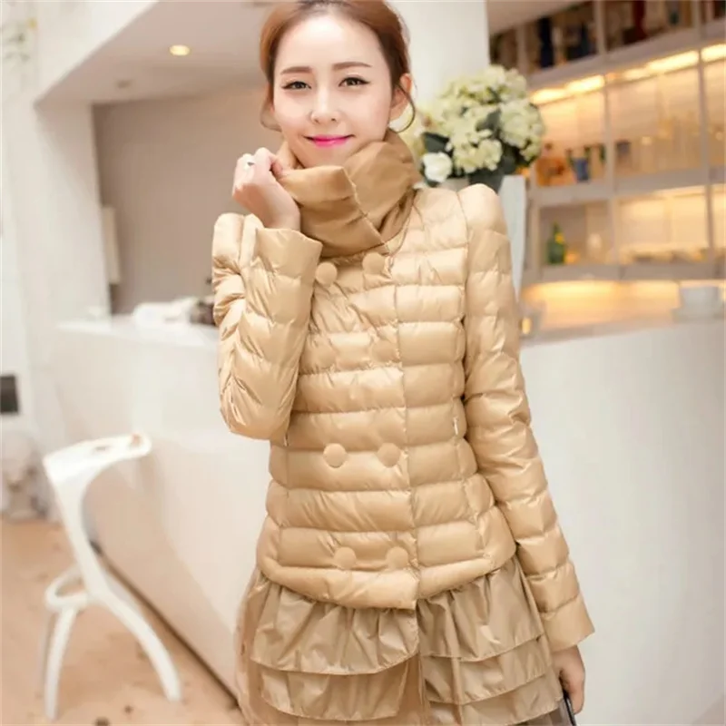 Women Down Cotton Jacket 2023 Autumn Winter New Female Double Breasted lapel With Thickened Warm Parkas 4XL