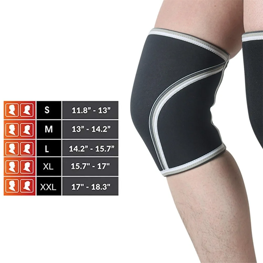 1 Pair Thicken Knee Sleeves Pad Support 7mm Compression Neoprene Knee Protector for Gym Men Women Sports Weightlifting