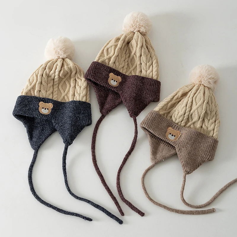 

Pompom Baby Knitted Hat Winter Infant Bonnet Kids Cap for Girls Boys Faux Fur Ball Toddler Beanie Hat Baby Accessories 6-24M