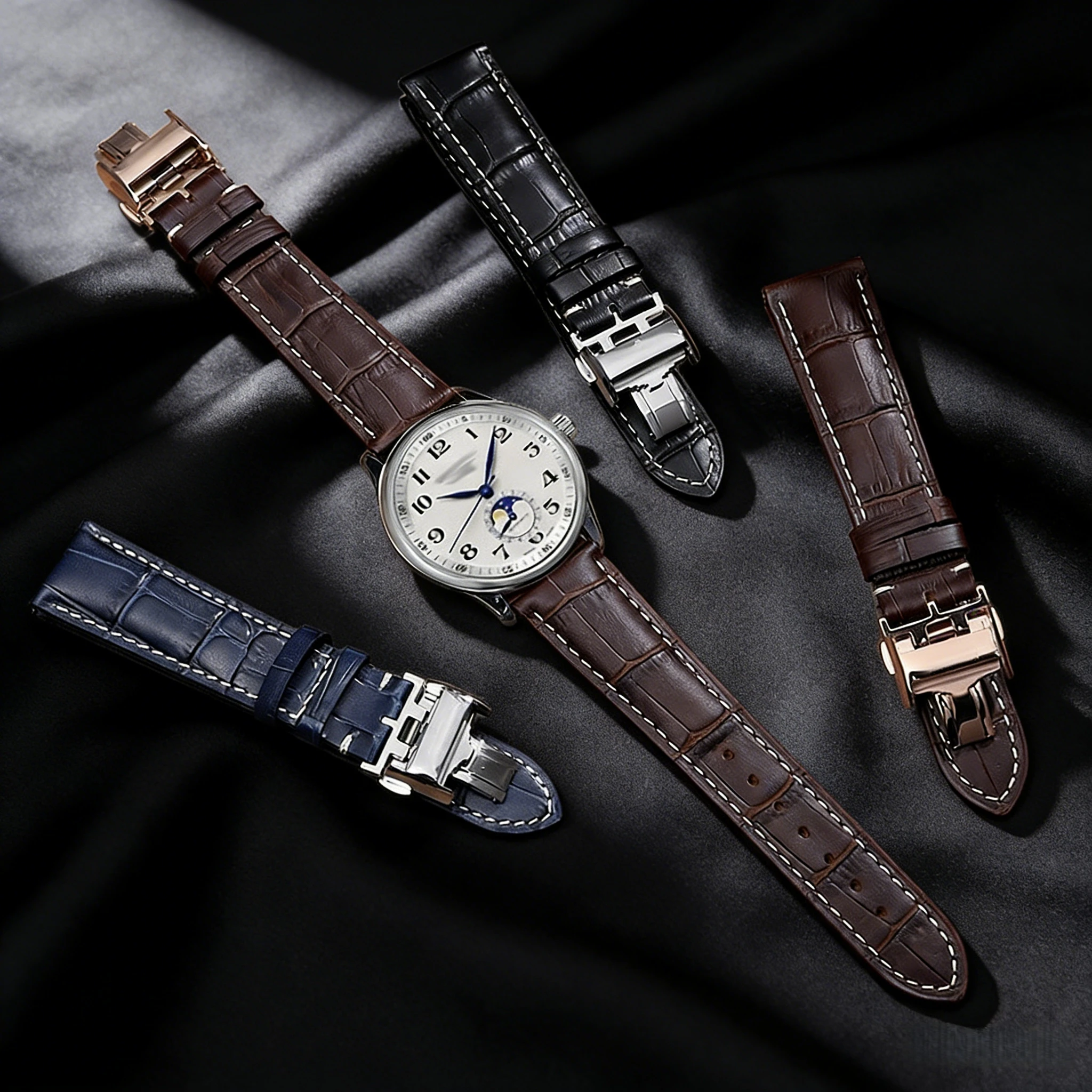 Fit For Longines Masterpiece Conquest Top Hand-stitched Genuine Cowhide Top Layer Leather Watch Straps 19mm 20mm 21mm