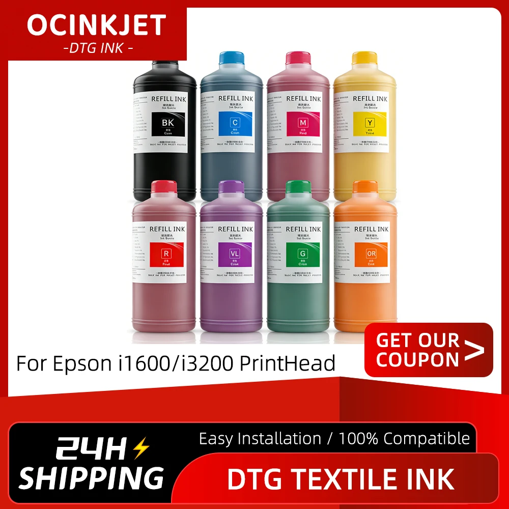 

Текстильные чернила DTG для Epson 1000 мл для i3200 i6000 печатающей головки, чернила для одежды с высококачественными пигментными чернилами для принтера Epson