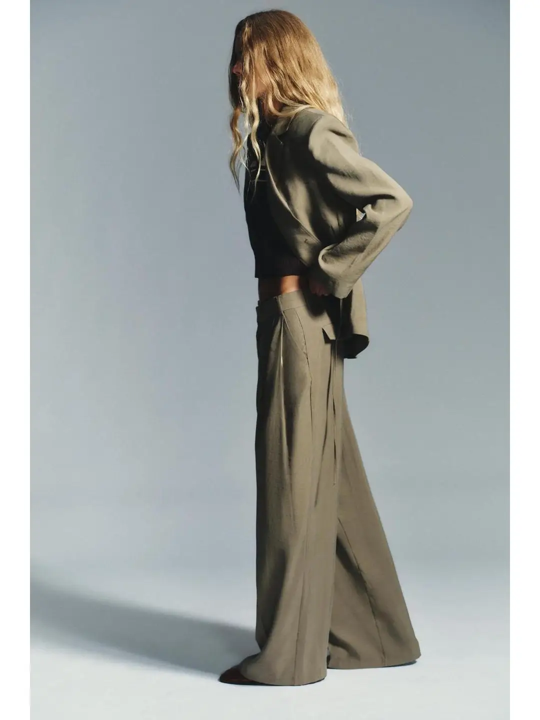 

Work Warehouse ip 25inch Waistcoat Jaet Double Folded Flip Cover Wide Leg Pants Long Suit Outerwear for Women