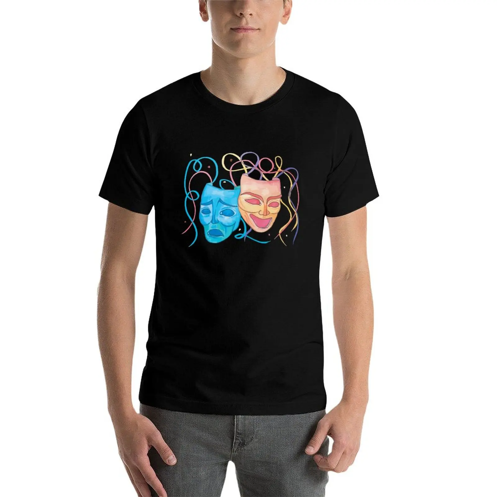 comedy tragedy masks T-Shirt Industrial Work Tee Shirt view 4