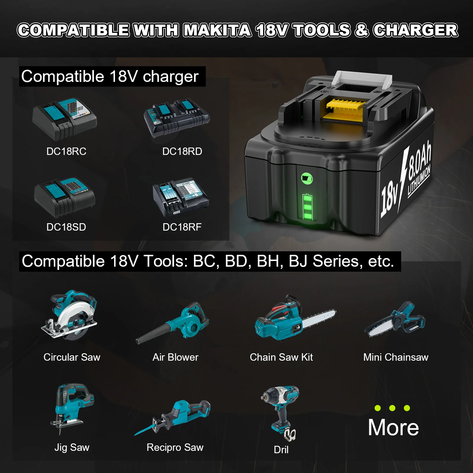 Для Makita BL1830 аккумулятор 8000 мАч 18 В BL1815 BL1860 BL1840 сменный для инструмента с зарядным устройством 4A Фото №5