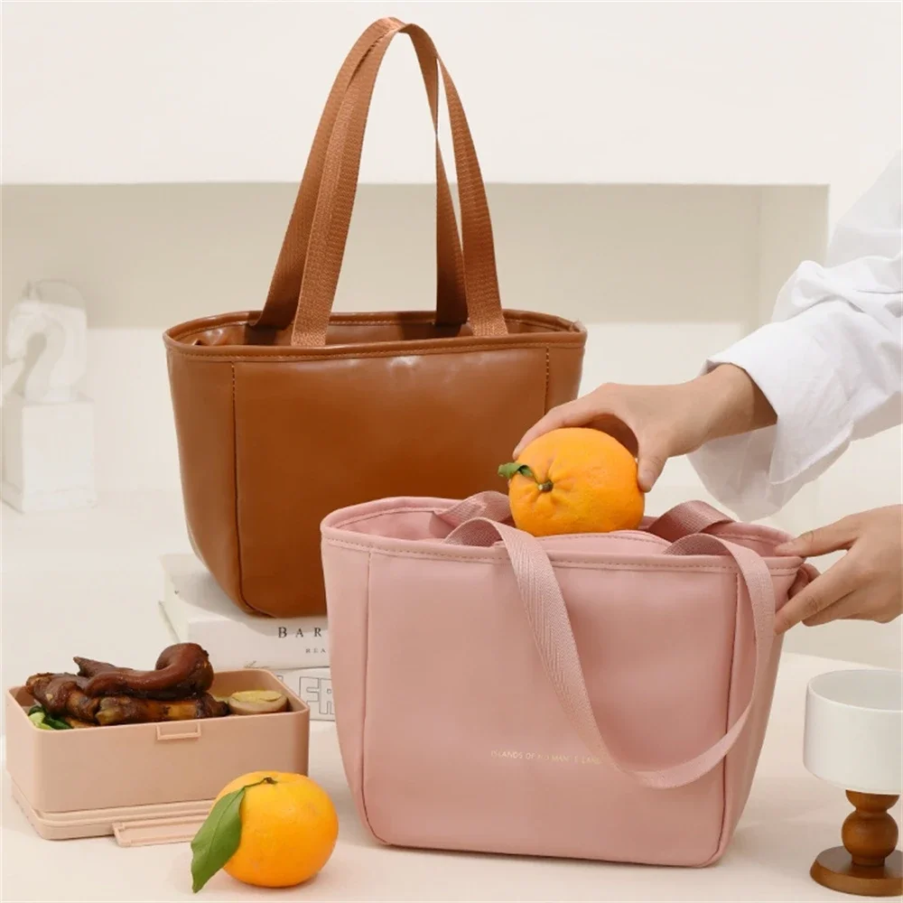 

2024 Fashion Women Tote Lunch Bag Outdoor Picnic Bento Lunchbox Cosmetic Storage Insulation Bag Portable Food Cooler Thermal Bag