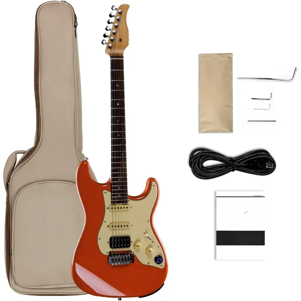 Rosewood Professional Electric Guitar Kit with Intelligent Process System Children's Day Gift ,Red, Right,Maple Fretboard Guitar