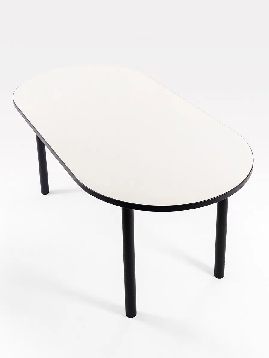 Nordic solid wood oval, dining table creative small apartment dining table, modern desk desk, simple long workbench