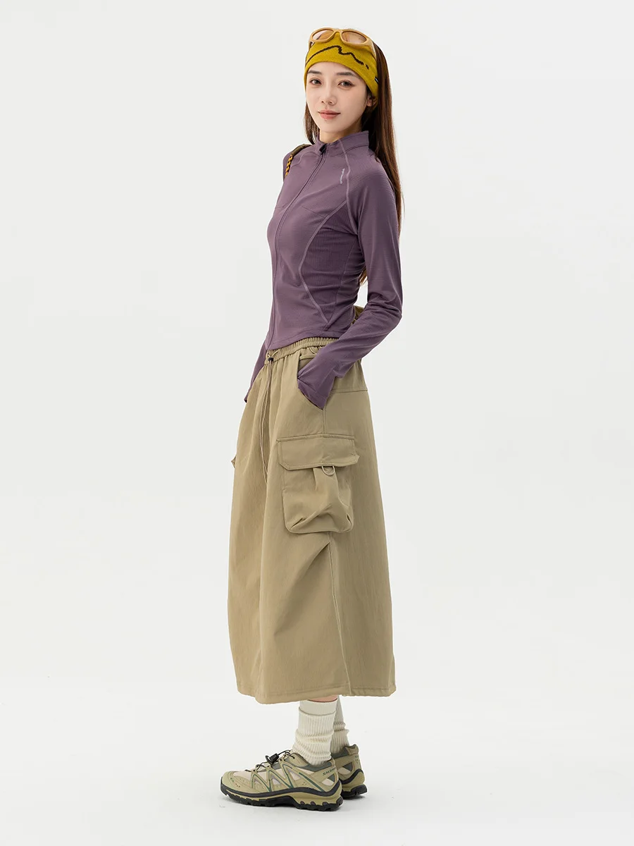 Waterproof A-Line Skirt Women's Hiking Mountain Climbing Loose Workwear Skirt High Waist Elastic Waist Novelty Polyester Fiber