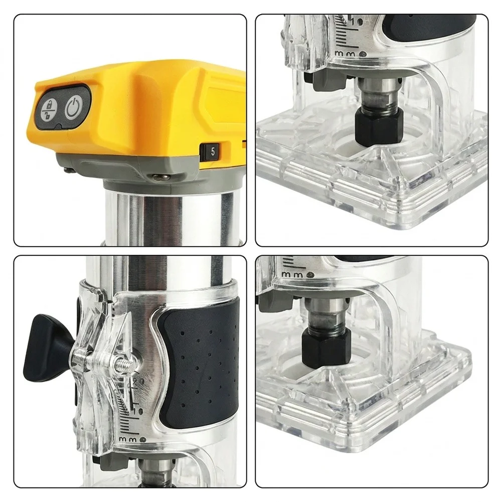 Cordless 20V Edge Trimmer Router with 5 Variable Settings 10000 to 30000 RPM for Wood Routing and Shaping Tasks