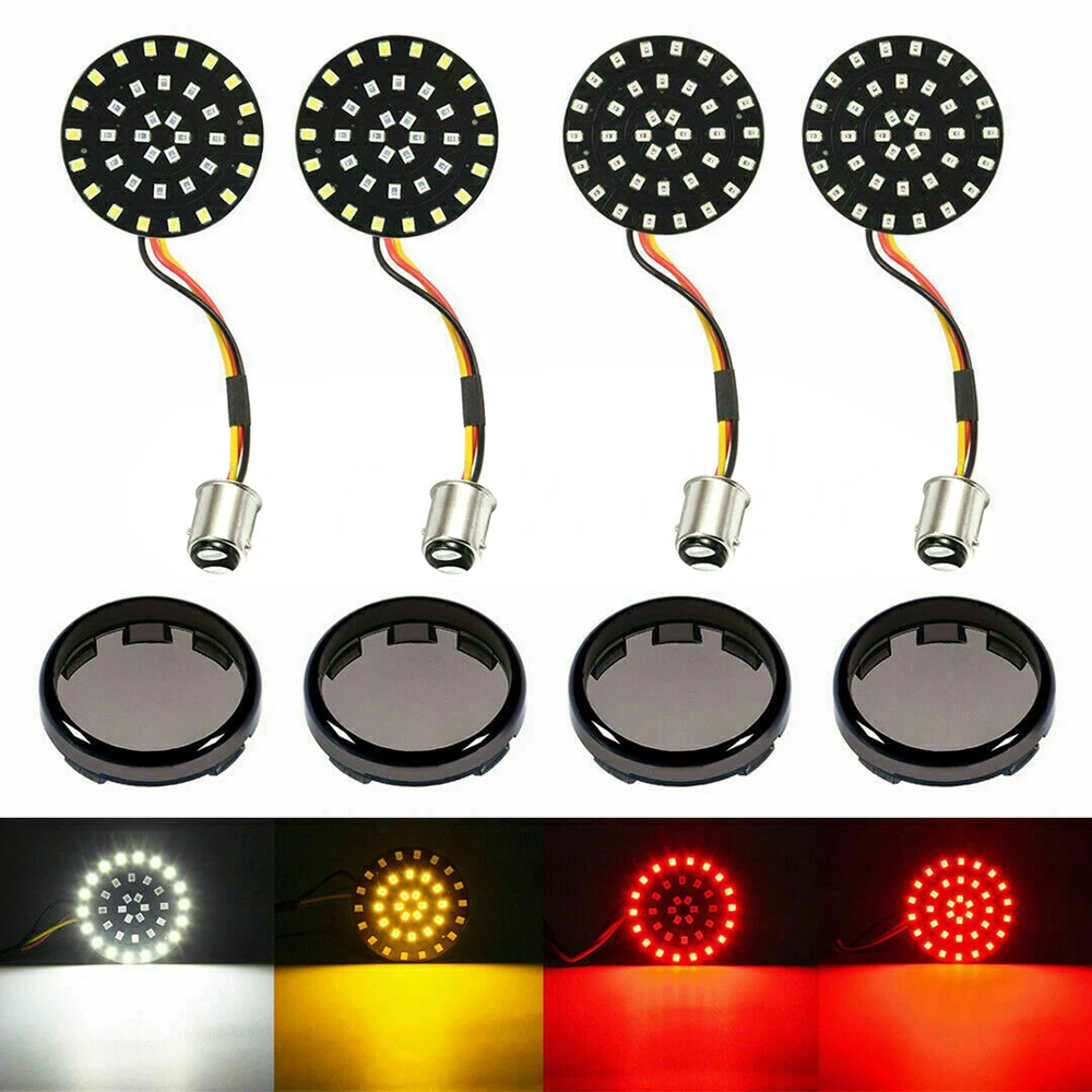 Motorcycle Led Turn Signals 1157 Front & 1156 Rear Blinkers with Clear/Smoke Lens for Harley Davidson Softail Dyna Sportster