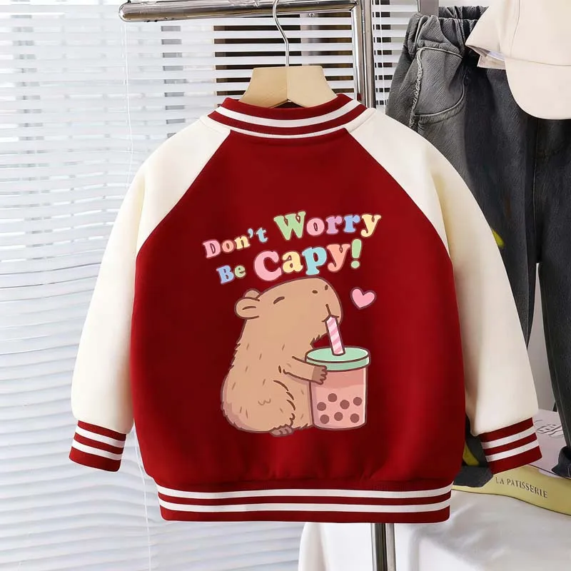 كابيبارا طفل سترة بنين بنات الكرتون أنيمي زي البيسبول في الهواء الطلق موضة عادية الأطفال البلوز الملابس بلايز هدية عيد الميلاد