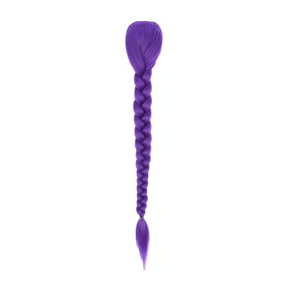 Little Witch Academia Rumi Cosplay Wig Purple Braided Ponytail for Kids & Adults Halloween Party Costume Accessory