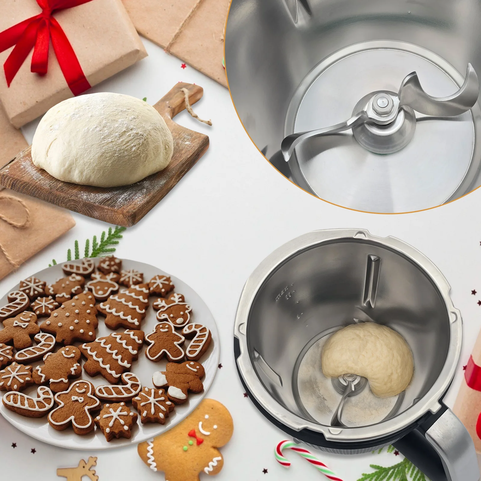 شفرة عجان من الفولاذ المقاوم للصدأ شديدة التحمل لـ Thermomix TM7 - شفرة خلط سميكة ومتينة للدقيق والعجين الناعم والمعجون