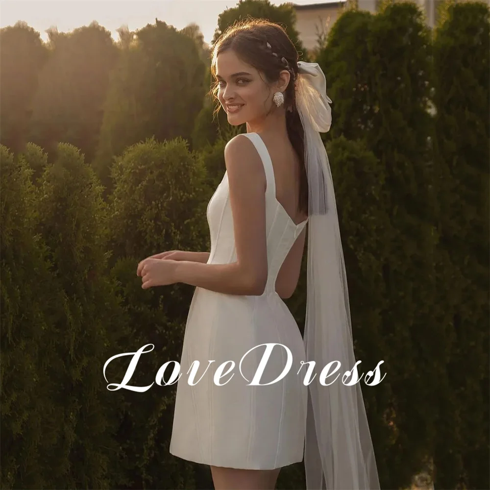 LoveDress Mini Vestidos de novia cortos cuello cuadrado deshuesado corpiño ajustado elegante fiesta Vestidos de novia 2025 Vestidos personalizados