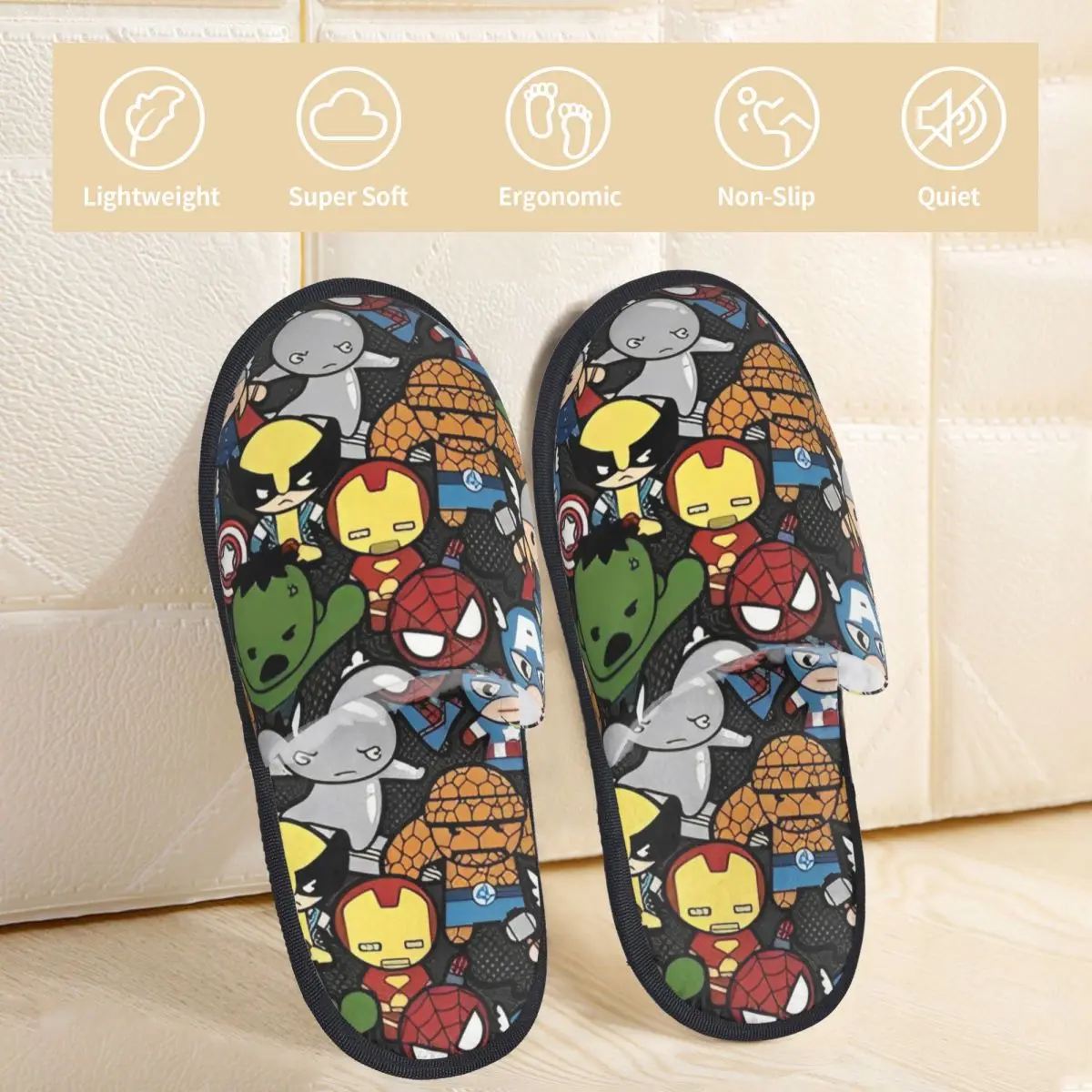 Marvel Hero Heros Plush Slippers Bedroom Soft Household Fur Slides Slippers Non-slip