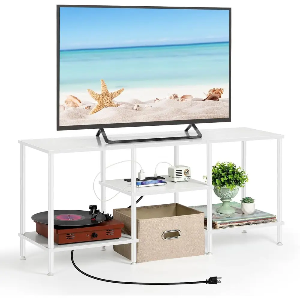 

Up to 50 Inch TV Stands with Power Outlets, Small Entertainment Center, 3 Tier TV Cabinet, Coffee Table for Living Room, Bedroom