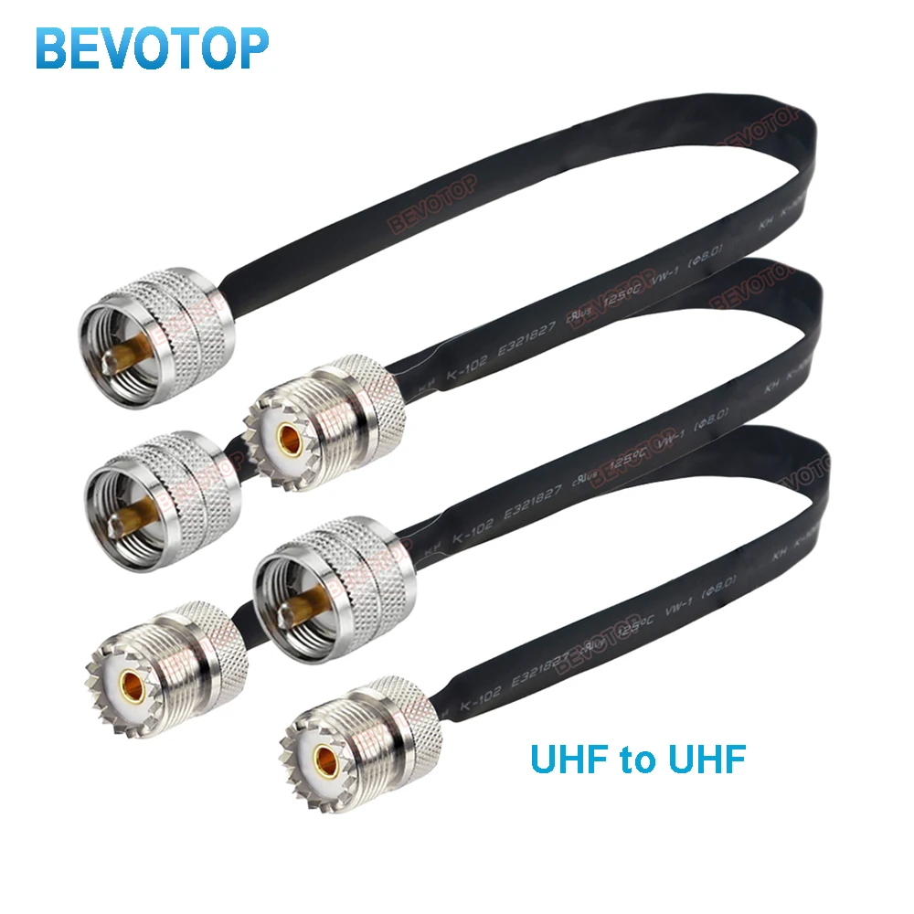 PL259 UHF Male Plug to SO239 UHF Female Jack Door/Window Pass Adapter Flat RF Coaxial Cable 50 Ohm Coax Pigtail Jumper BEVOTOP