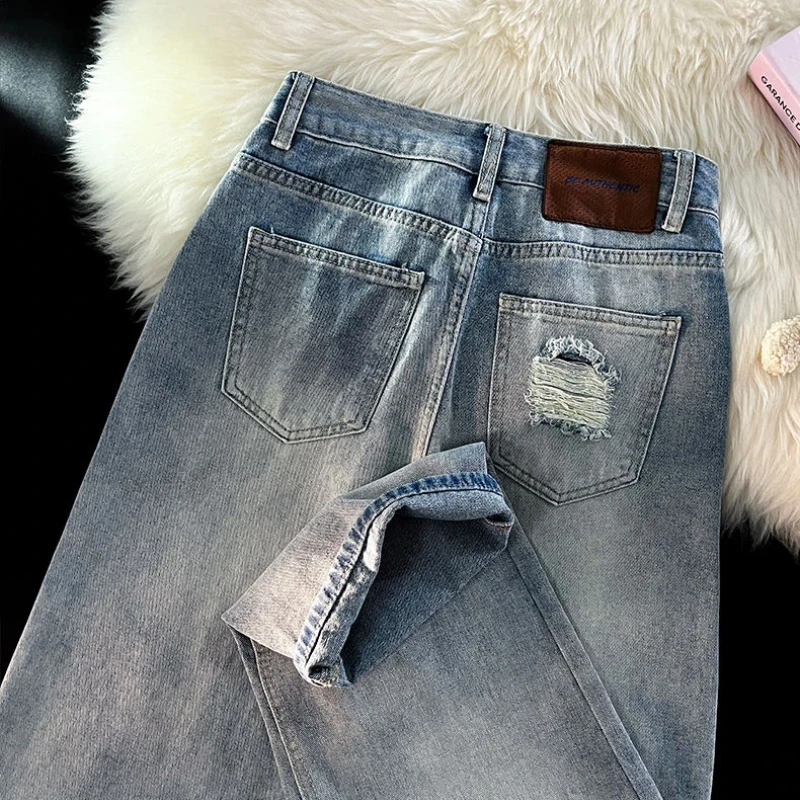 

Womens Jeans Y2k Jeans 2025 New Light Color High Waist Slim Fit Wide Leg Trousers Winter Fashion Straight Design Pants