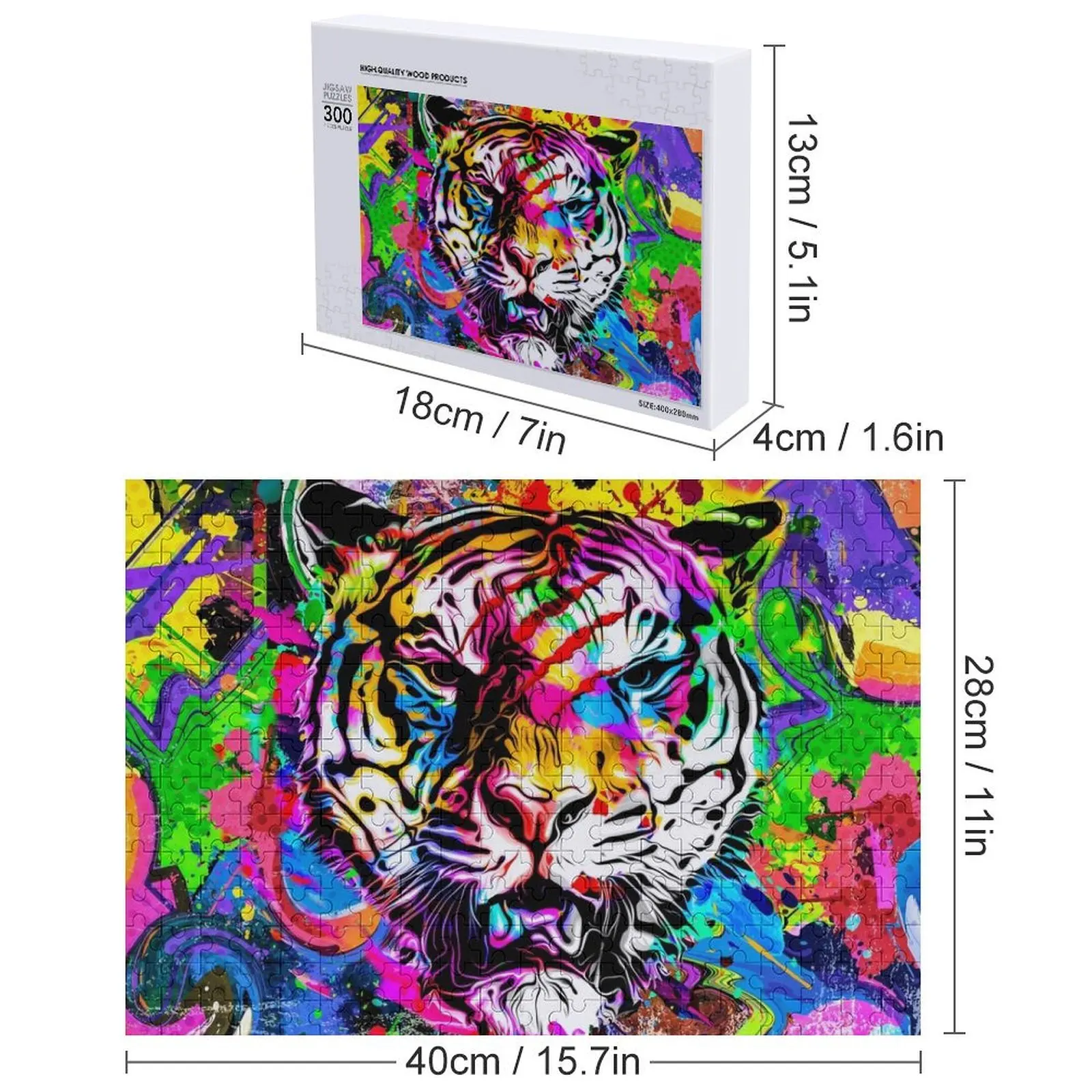 ตัวต่อจิ๊กซอว์ลายเสือหลากสี ของเล่นไม้ ของขวัญเด็กแบบกำหนดเอง ของขวัญสั่งทำพิเศษ