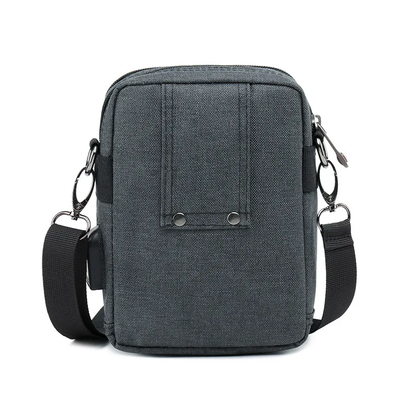 Bolso de hombro para hombre, bandolera de lona Simple, a la moda, Horizontal, A4