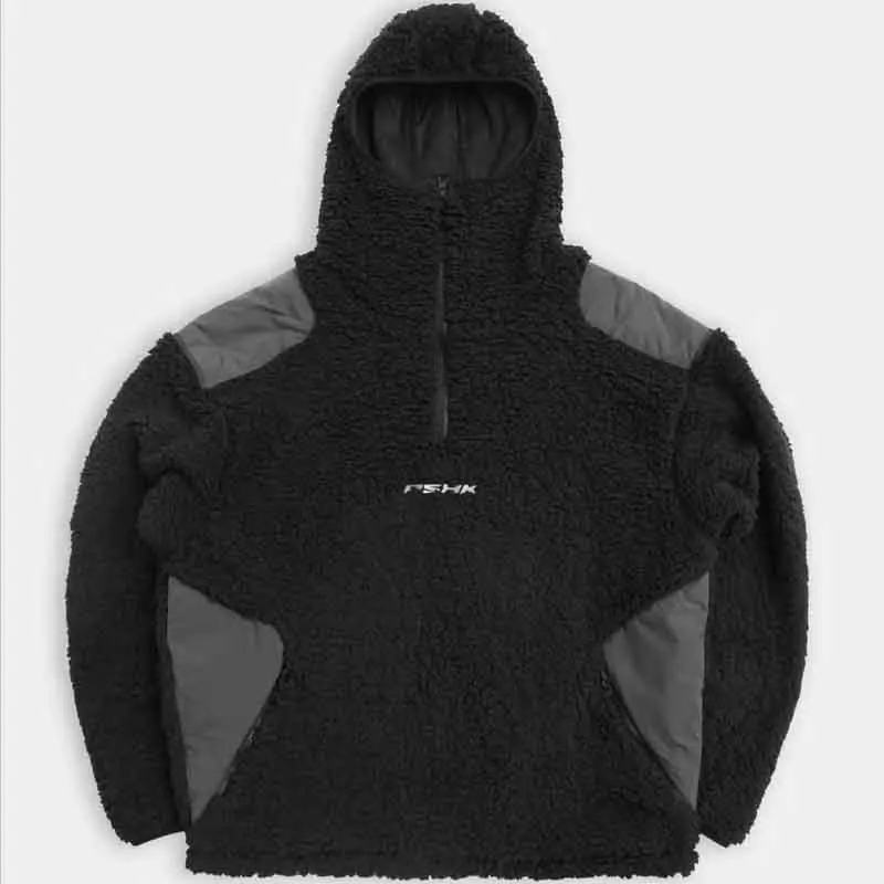 2025 European and American new hoodie Y2K fleece lambhair casual street trend men's and women's hooded pullover
