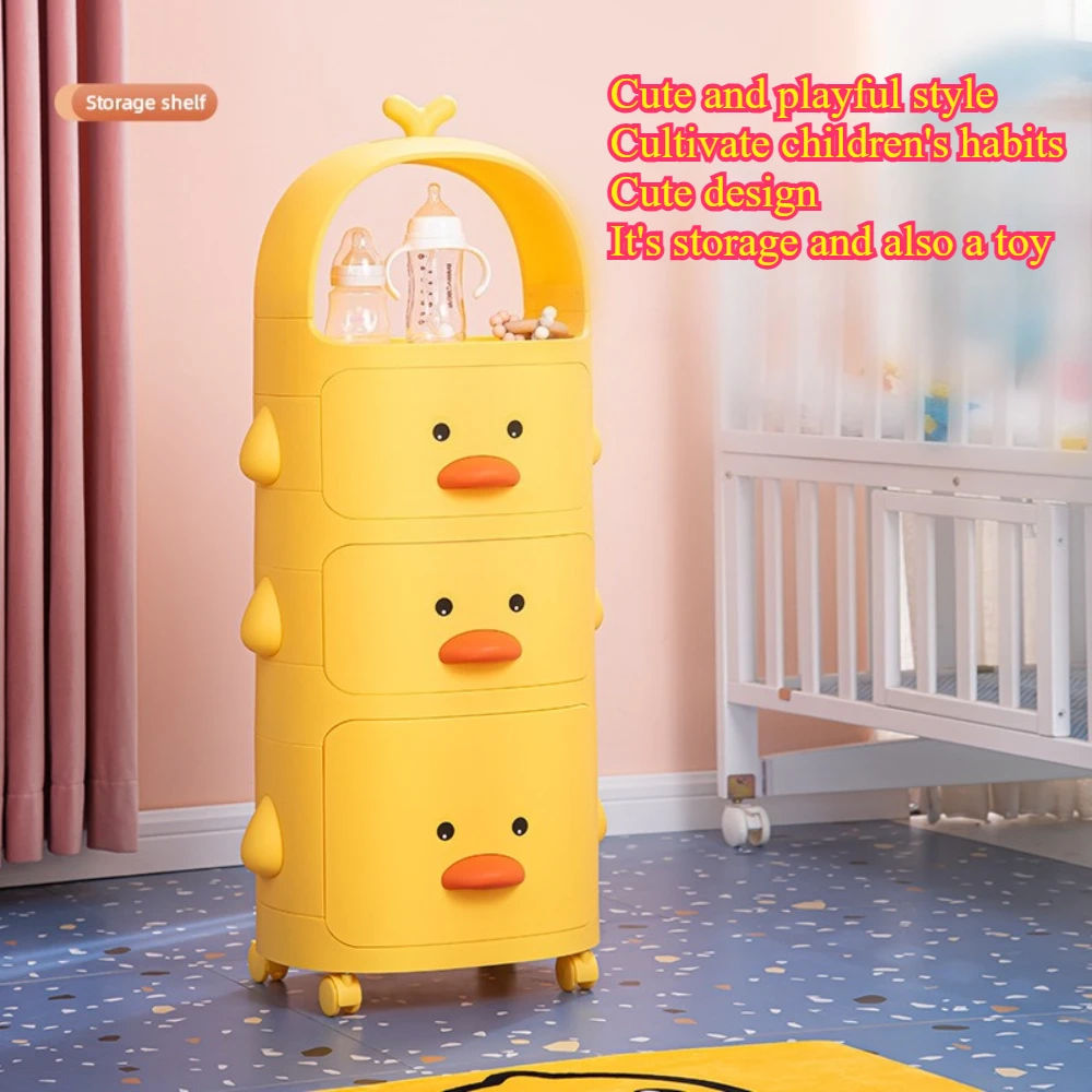 لعبة عربة التخزين بطة صفراء عربة التخزين المنزلية تخزين الرف سعة كبيرة فرز الرف متعدد الطبقات عربة تخزين بعجلات #2