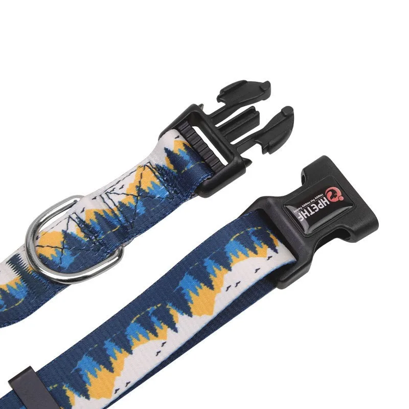 

Adjustable Dog Collar Digital Print Nylon Quick Release Buckle D Rings Anti Lost ID Loop Comfortable for Small Medium Large Dogs