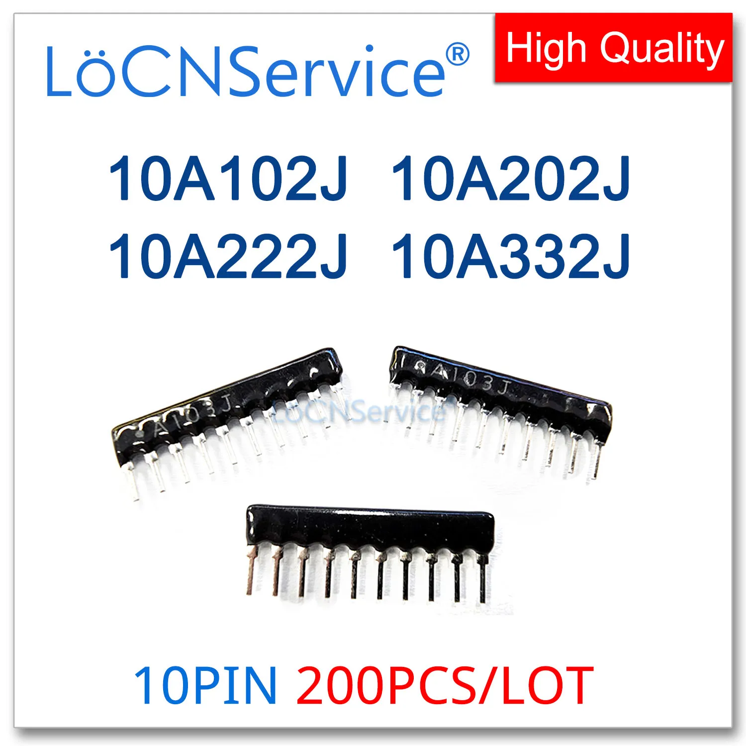 200PCS 10PIN Exclusion Network Resistor array DIP 10A102J 10A202J 10A222J 10A332J 102 202 222 332 1K 2K 2.2K 3.3K OHM A10