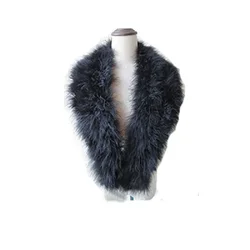 Scarf Women's  Real Genuine Female Ostrich Feather Fur Collar Black White Winter Fashion Warm Soft