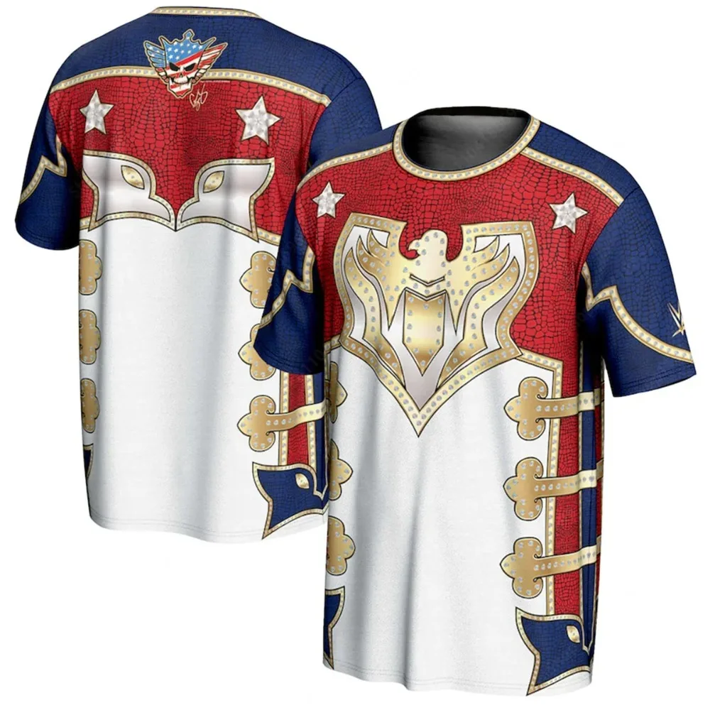 تي شيرت للرجال WWE كودي رودس توج الجمجمة المصارع قمة الموضة ريترو ستايل الرجال والنساء تي شيرت برقبة مستديرة