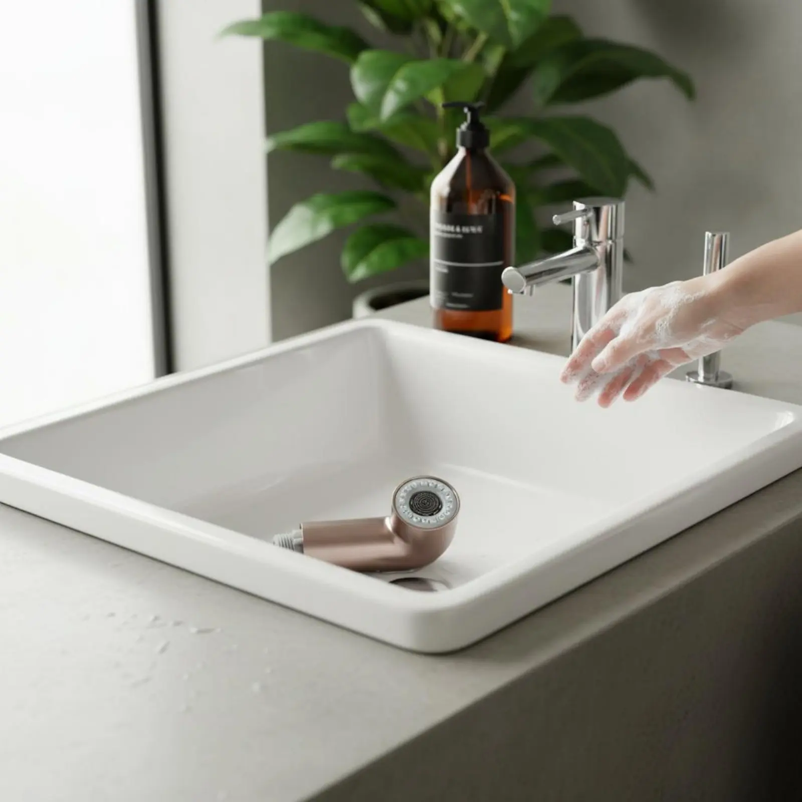 Two Function Faucet Head 2 Functions Sink Sprayer Head Handheld Faucet Sprayer Chrome Finish Plumbing Fixture ABS Plastic view 4