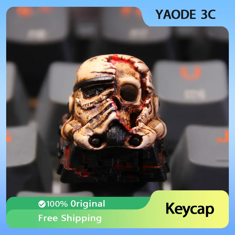 

Battle-damaged Skull KeyCap Translucent Resin Keycaps Customized KeyCap for Mechanical Keyboard Gamer PC Accessories Gift