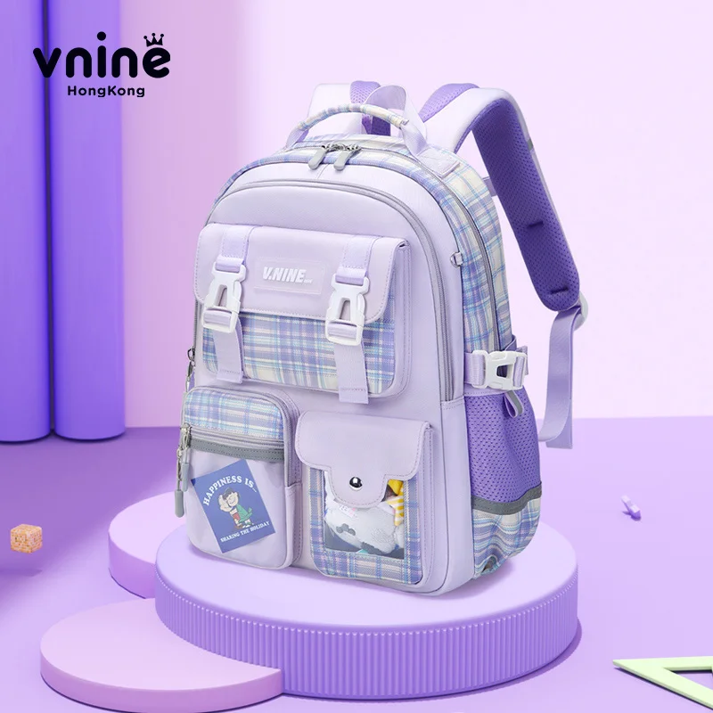 

VNINE elementary school backpack girl lightweight backpack girl 1st to 6th grade to reduce burden and protect spine