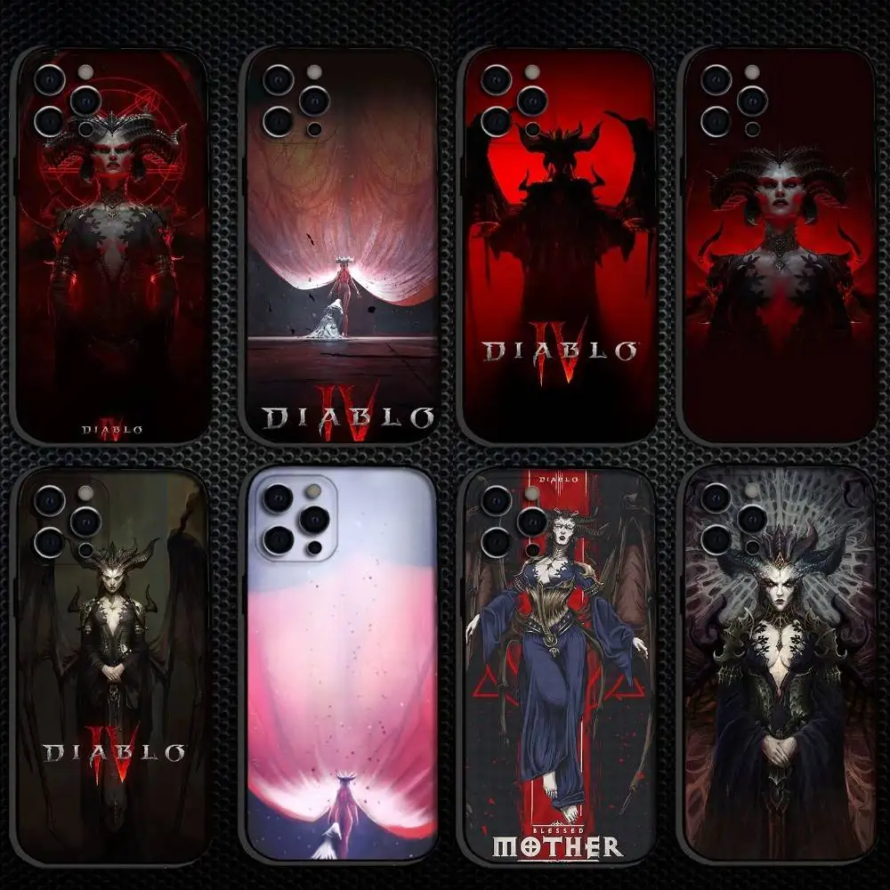 

L-Lilith Game D-Diablo 4 Phone Case For iPhone 16,15,14,13,12,11 Plus,Pro Max, Others Soft Black Cover