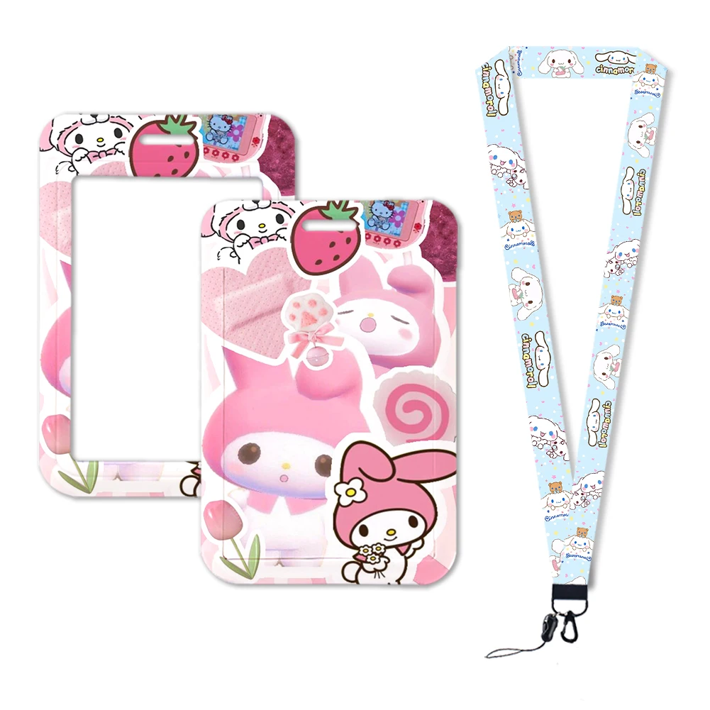 

W Sanrio Cartoon Card Holder Hello Kitty Kuromi Melody Printed PVC Slide Card Package Student Bus Metro Campus Card Storage