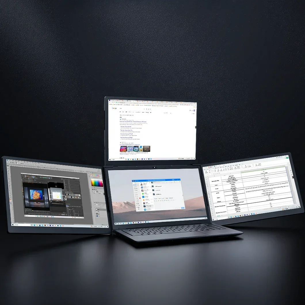 13 Inch PC Dual Screen LCD Computer 2 3 4 Display Por   Foldable Laptop    Extender Triple Screen Office Gaming