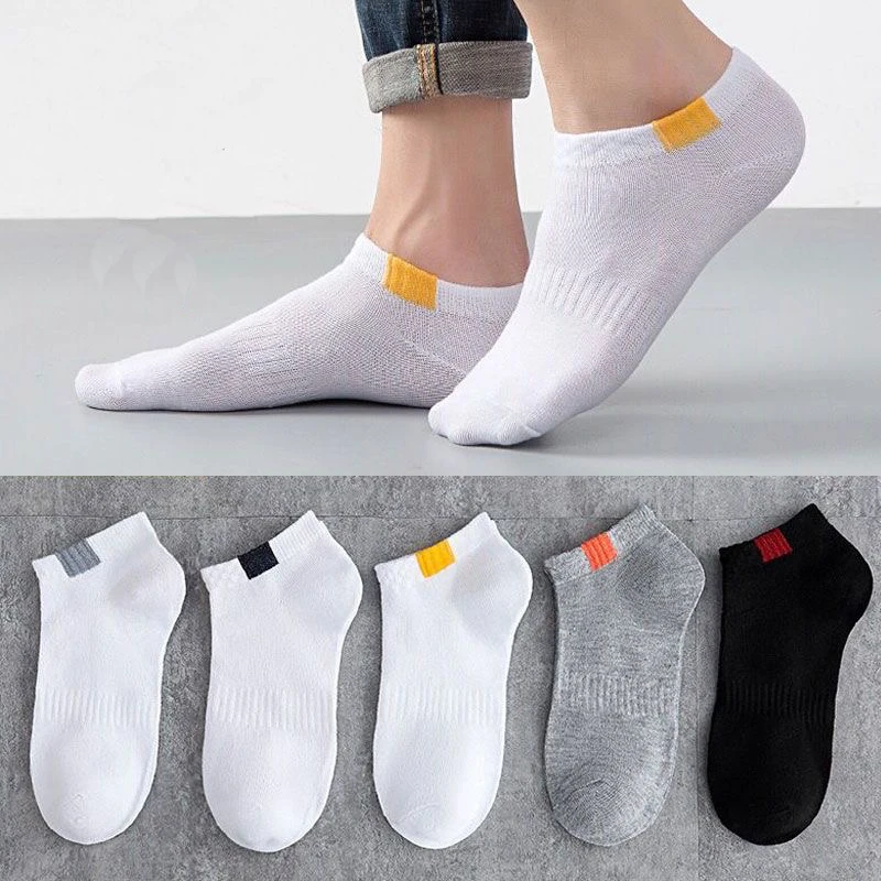 5pairs/lot Summer Men Cotton Short Socks Fashion Breathable Boat Socks Comfortable Casual Socks Male Sweat-absorbing Tube Sock