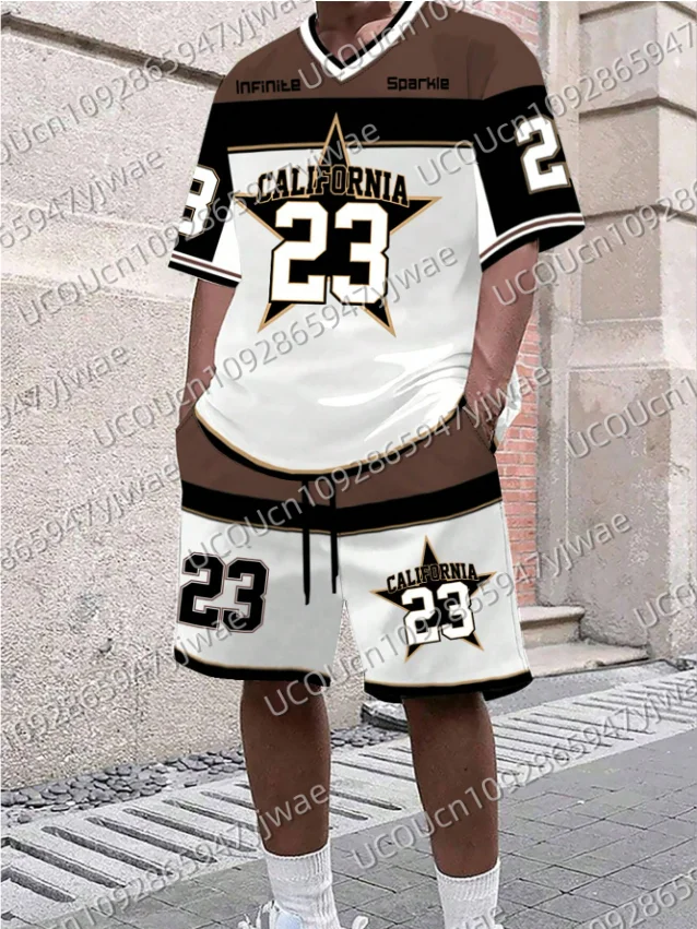 

Мужская футболка с короткими рукавами и шортами CALIFORNIA NO.23 с 3D принтом, комплект с градиентом, женская футболка с короткими рукавами и шортами