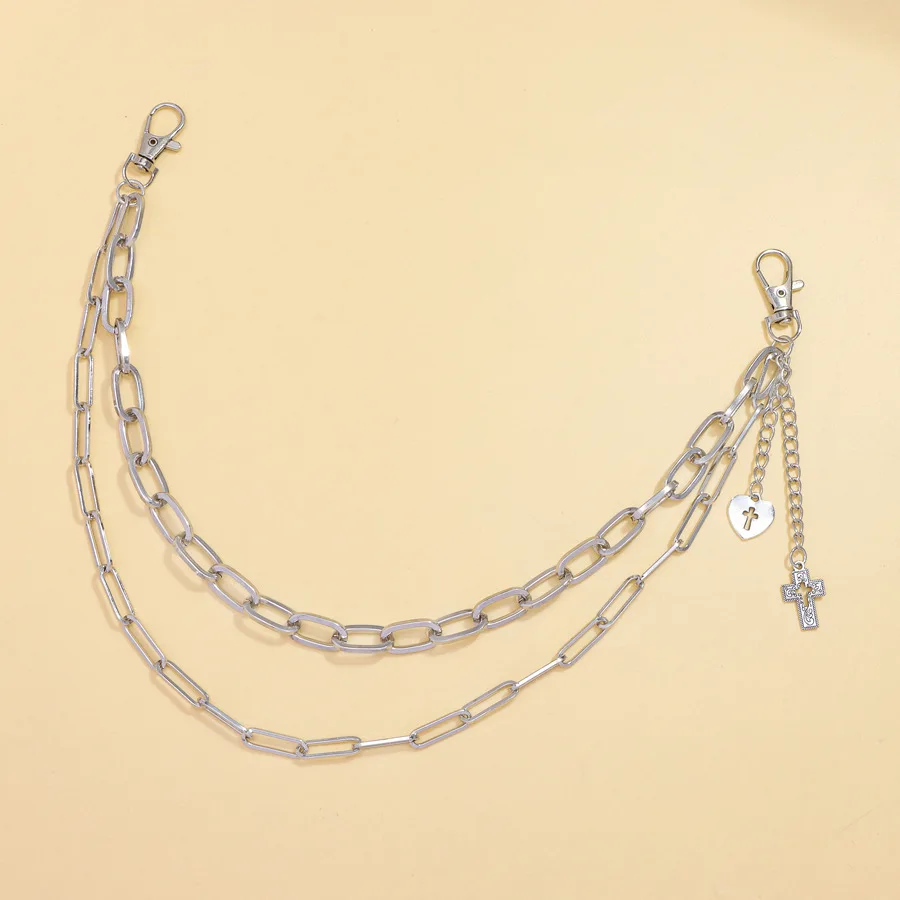 Punk Pants Chain Hip Hop Cross Charm Layered Jeans Chains Wallet Rock for Women Men Metal pants chainJewelry Clothing Accessorie